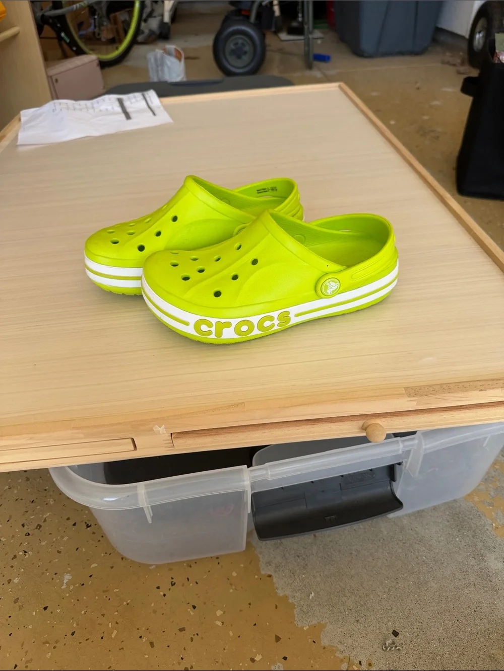 CROCS Kids Neon Lime Green Classic Clogs